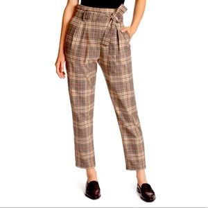 Ellas Moss High-waisted PLAID PAPERBAG PANTS